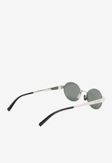 Saint Laurent Logo Engraved Oval-Shaped Sunglasses Gray SL692SILVER