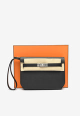 Hermès Kelly Depeches 25 Pouch in Black Epsom with Palladium Hardware