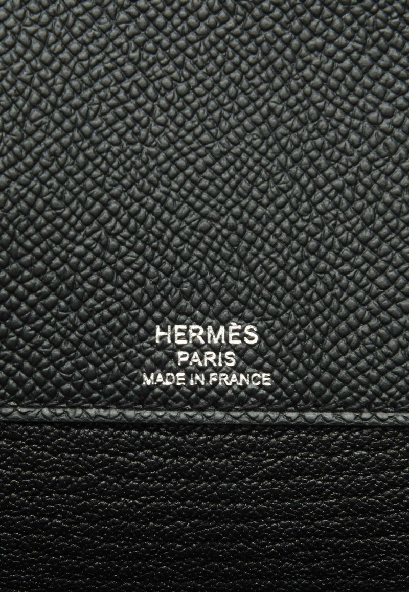 Hermès Kelly Depeches 25 Pouch in Black Epsom with Palladium Hardware