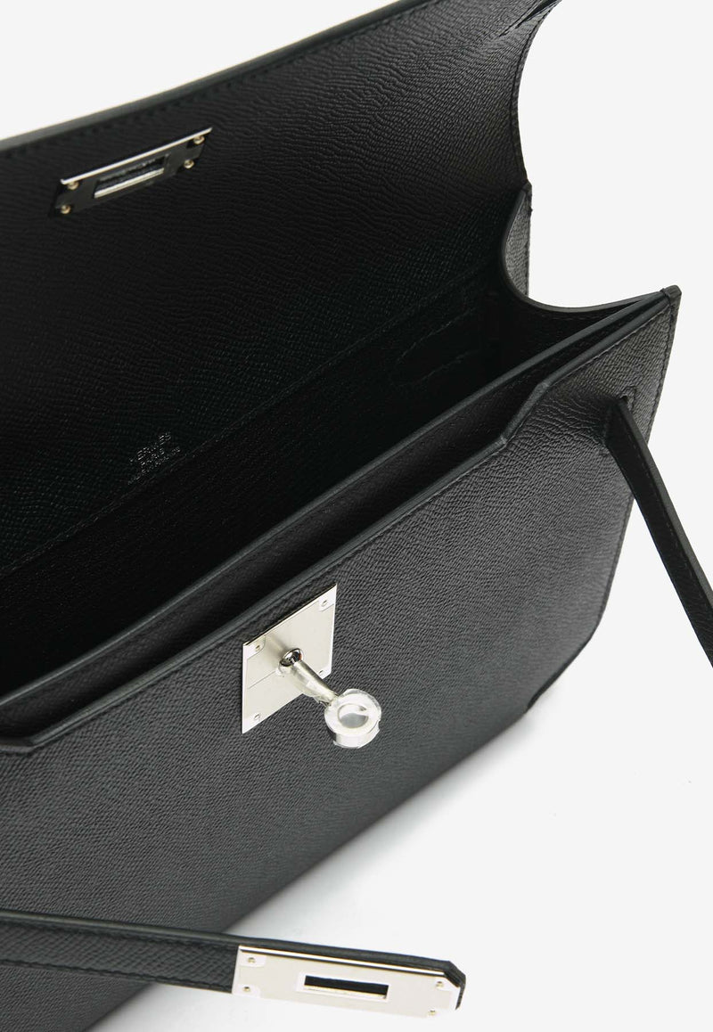 Hermès Kelly Depeches 25 Pouch in Black Epsom with Palladium Hardware