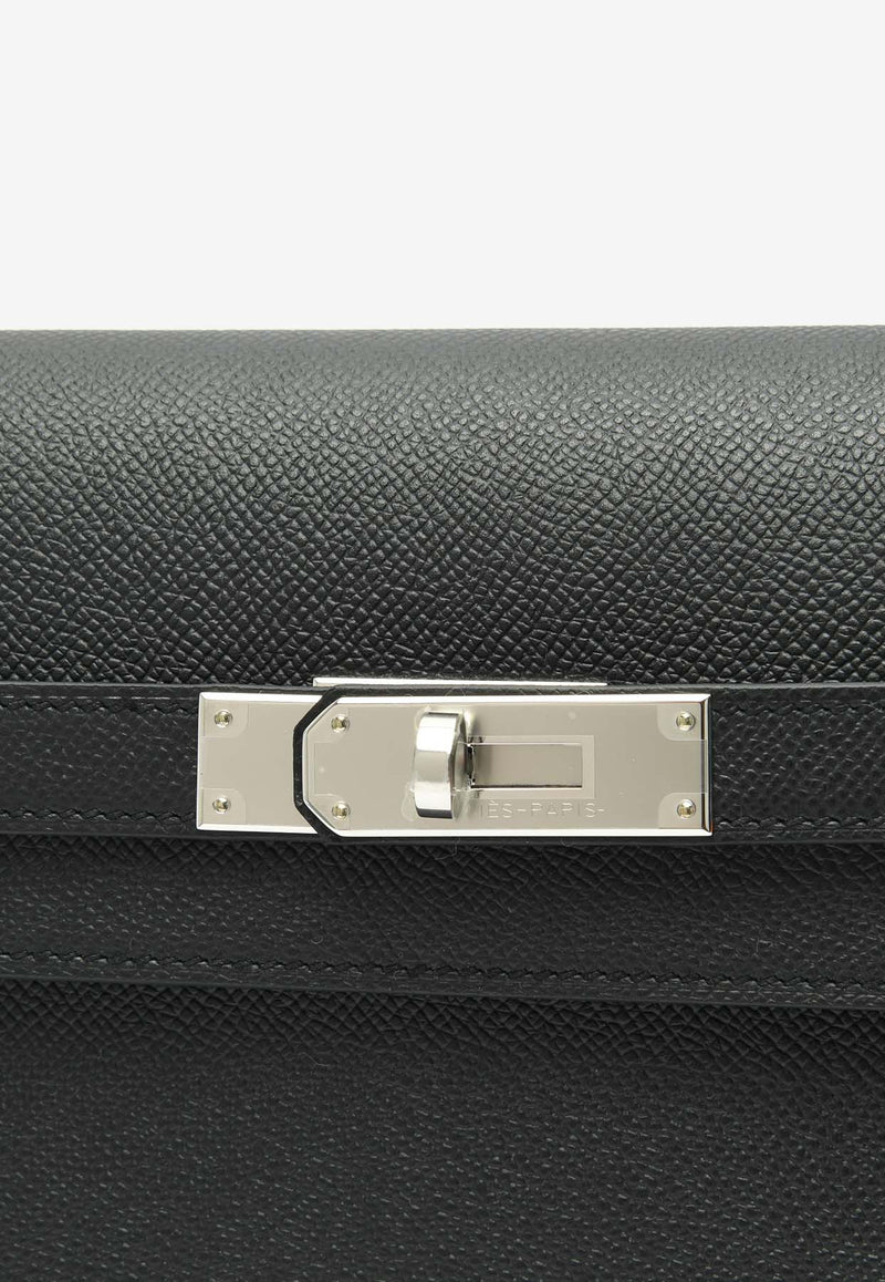 Hermès Kelly Depeches 25 Pouch in Black Epsom with Palladium Hardware