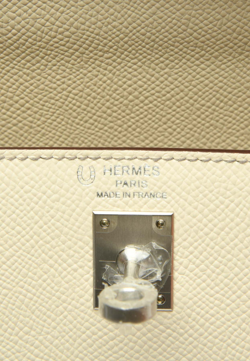 Hermès Kelly 25 Sellier HSS in Nata and Gris Asphalte Epsom Leather with Palladium Hardware