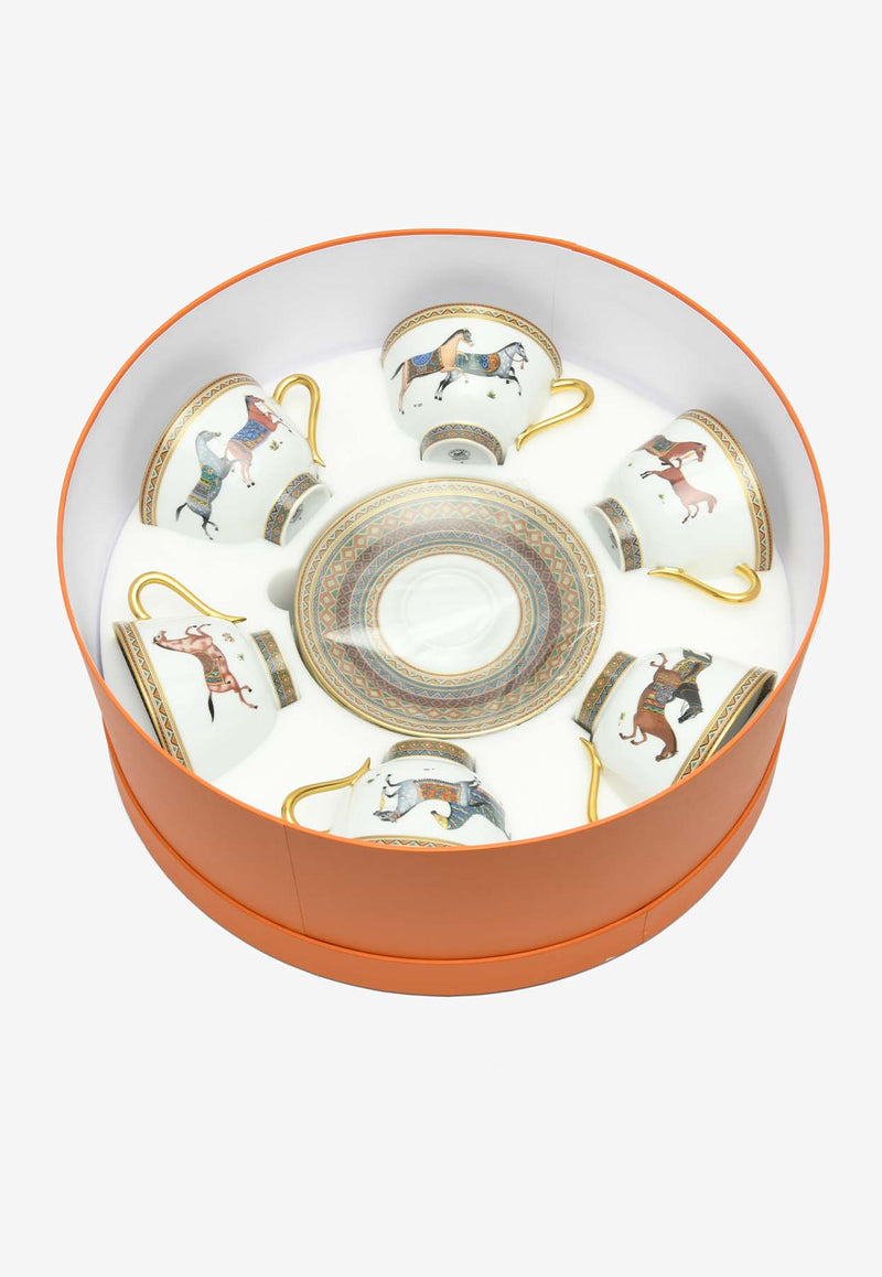 Hermès Cheval d
Orient Cups and Saucers N°1 to N°6  - Set of 6