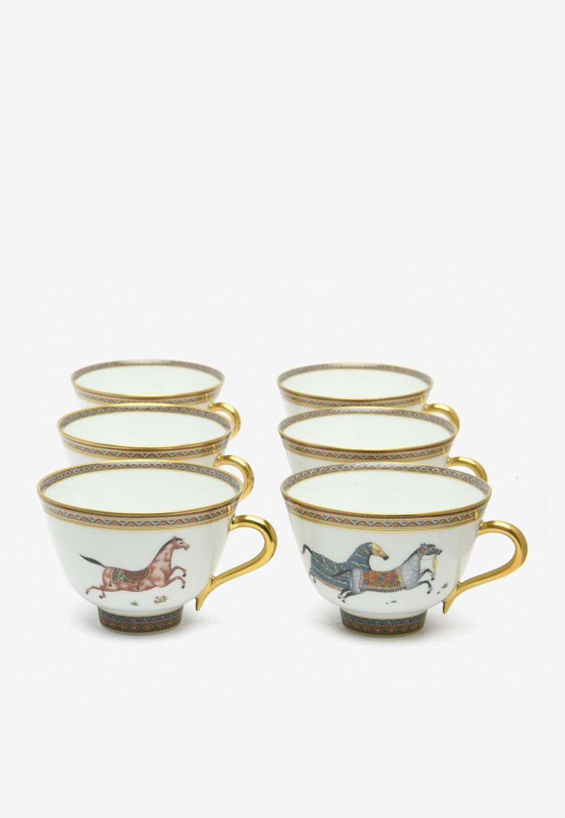 Hermès Cheval d
Orient Cups and Saucers N°1 to N°6  - Set of 6