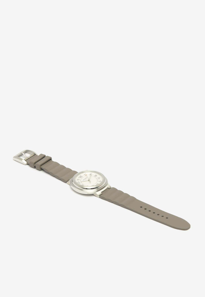 Hermès Large Hermès Cut 36mm Watch in Gris Etain Rubber Strap