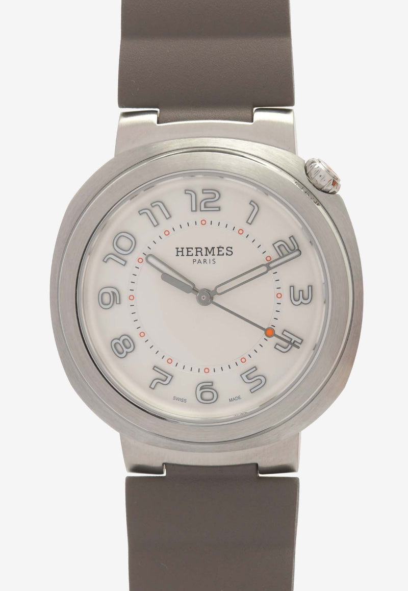 Hermès Large Hermès Cut 36mm Watch in Gris Etain Rubber Strap