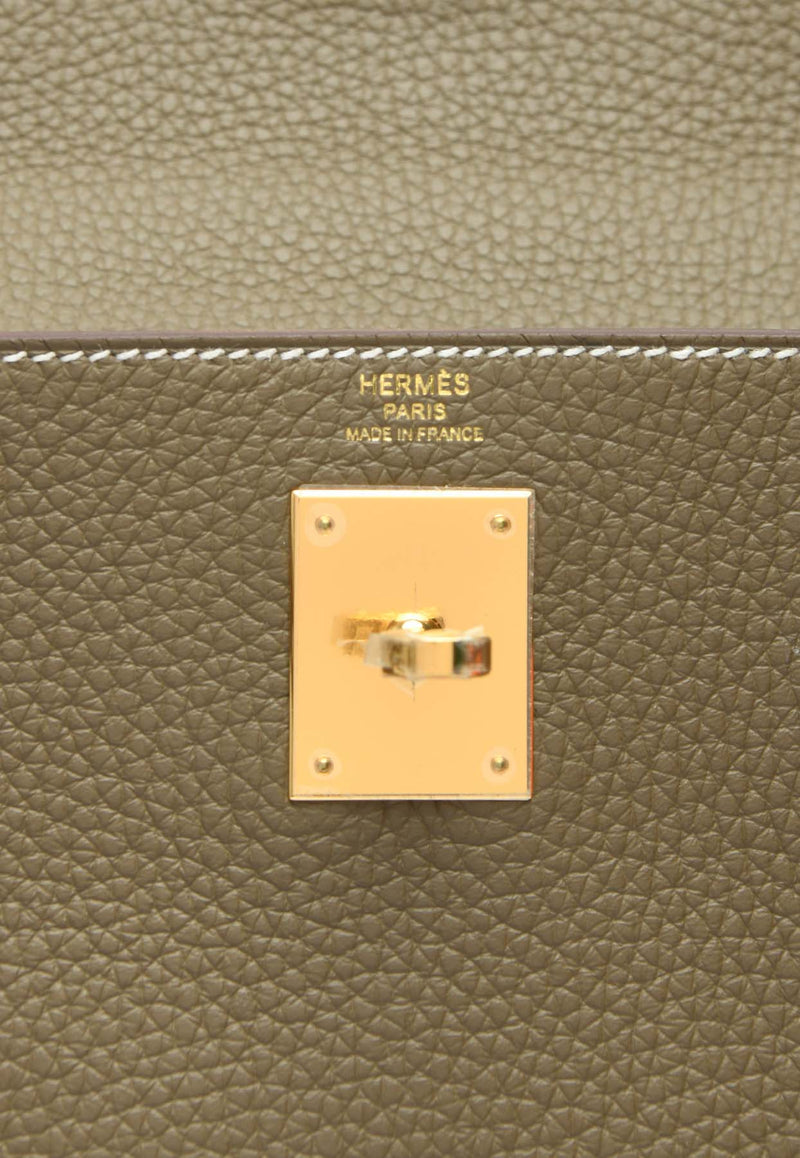 Hermès Kelly Retourne 28 in Etoupe Clemence Leather with Gold Hardware