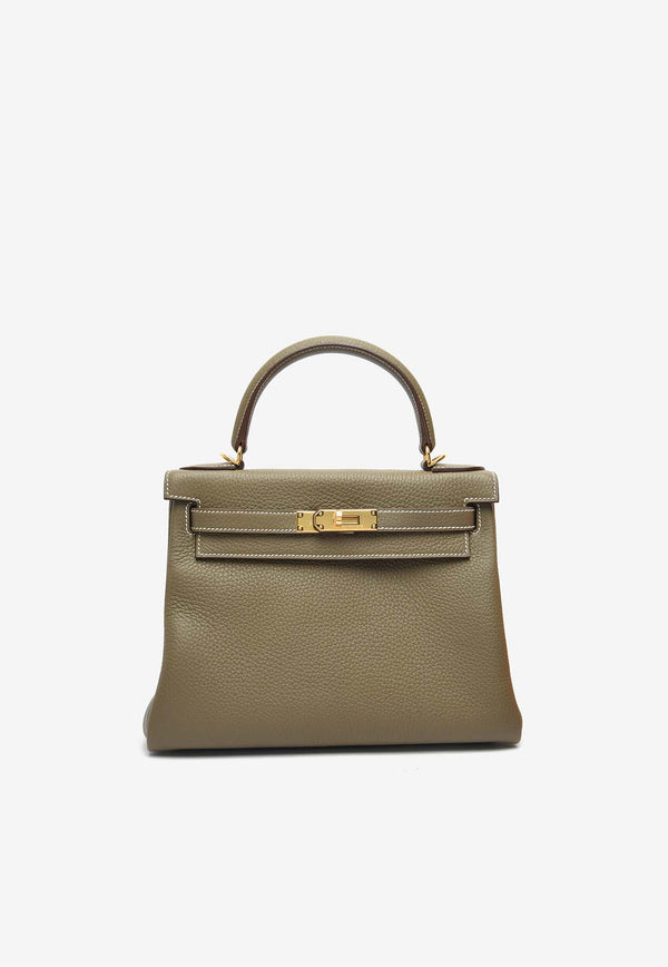 Hermès Kelly Retourne 28 in Etoupe Clemence Leather with Gold Hardware