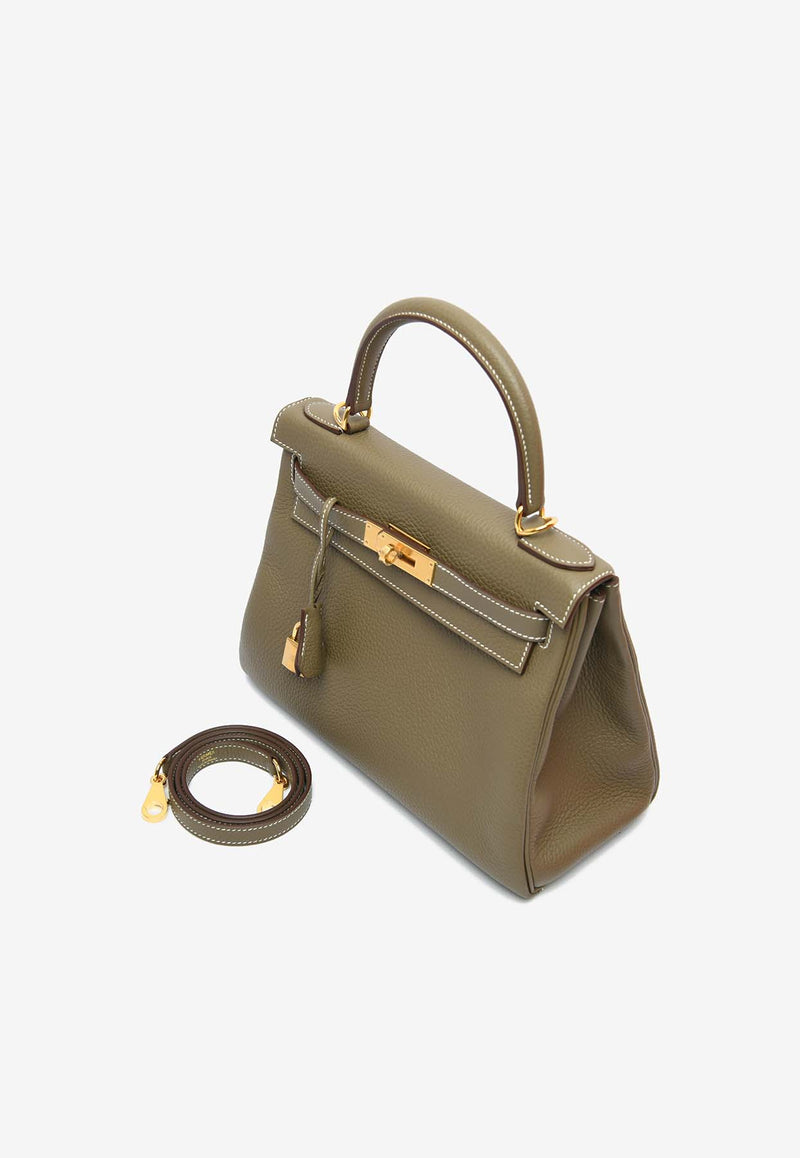 Hermès Kelly Retourne 28 in Etoupe Clemence Leather with Gold Hardware