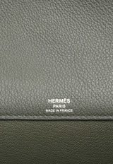 Hermès Kelly Depeches 25 Colormatic Pouch in Vert de Gris Evercolor, Black Evergrain and Fauve Barenia