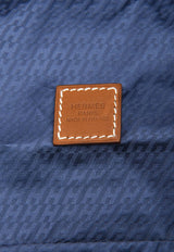 Hermès Travelsilk Travel Cube PM in Bleu Saphir H en Biais Silk Print and Fauve Barenia