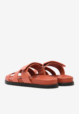 Hermès Chypre Sandals in Orange Brulee Shiny Lizard