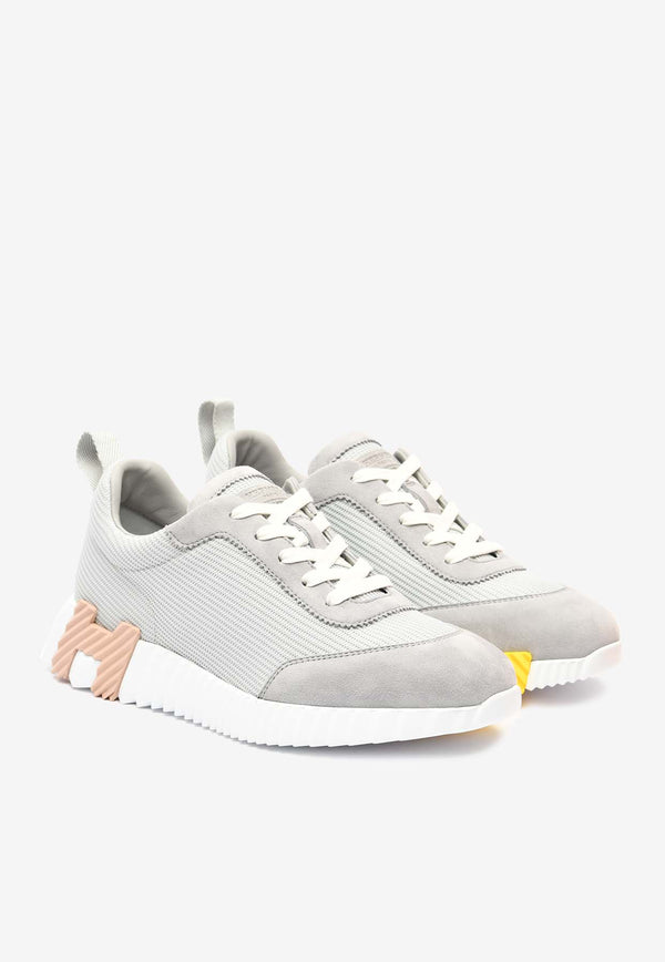 Hermès Bouncing Low-Top Sneakers in Gris Temperance Mesh and Suede