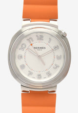 Hermès Large Hermès Cut 36mm Watch in Orange Rubber Strap