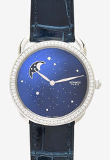 Hermès Large Arceau Petite Lune 38mm Watch in Shiny Alligator Single Tour Strap and Diamond Bezel