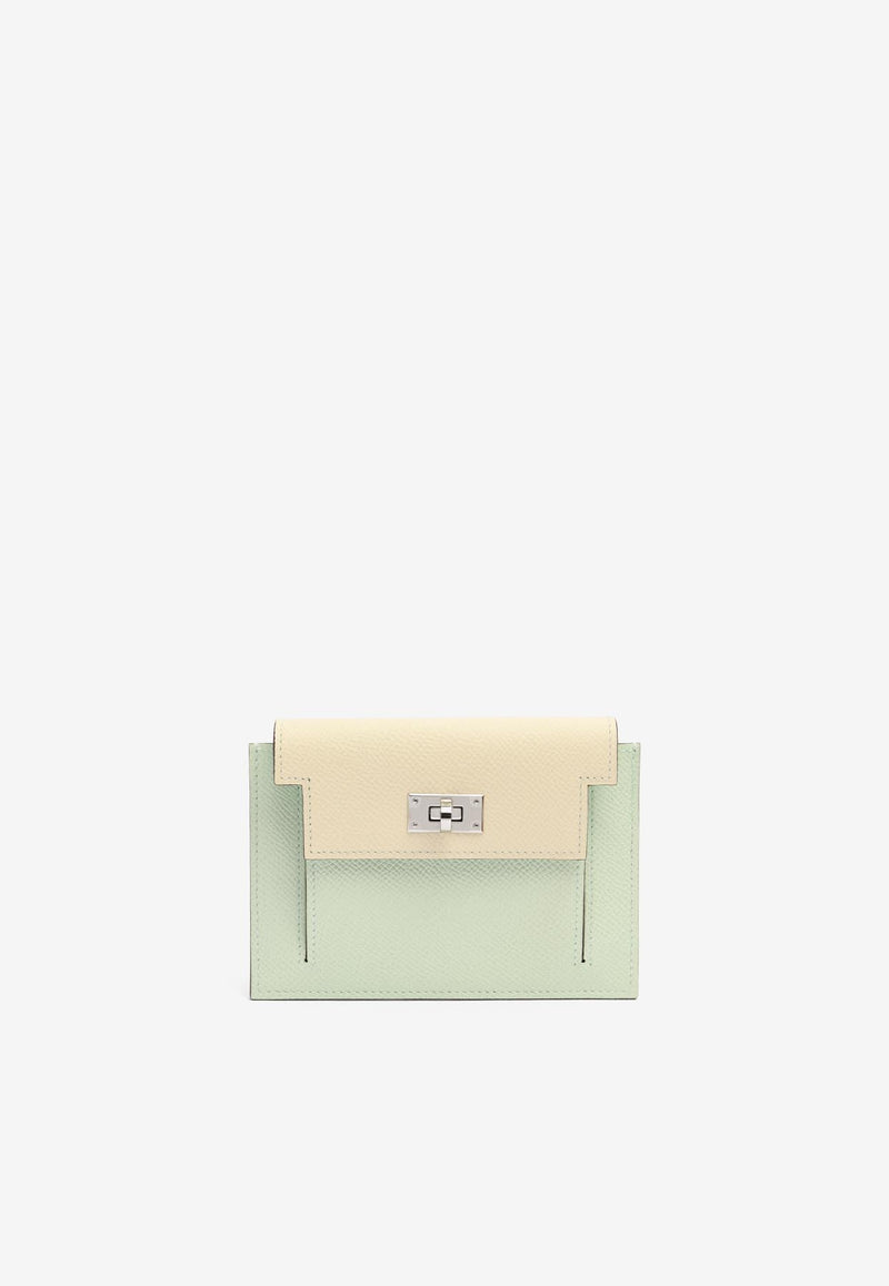 Hermes Kelly Pocket Compact Wallet in Tri-Color Epsom with Palladium Hardware