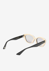 Gucci Two-Tone Cat-Eye Sunglasses Gray GG1638SABLACK MULTI