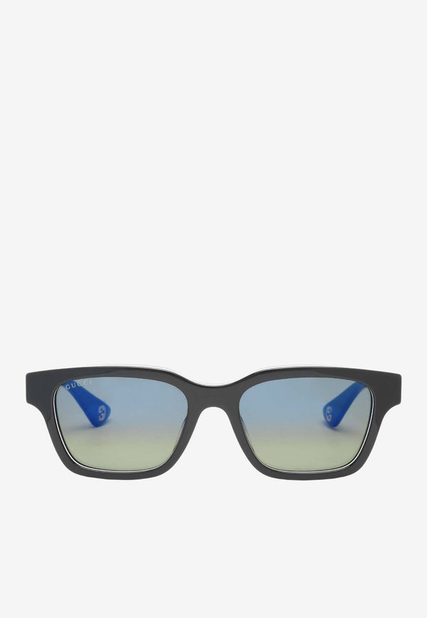 Gucci GG Logo Square-Shape Sunglasses Blue GG1641SABLACK MULTI