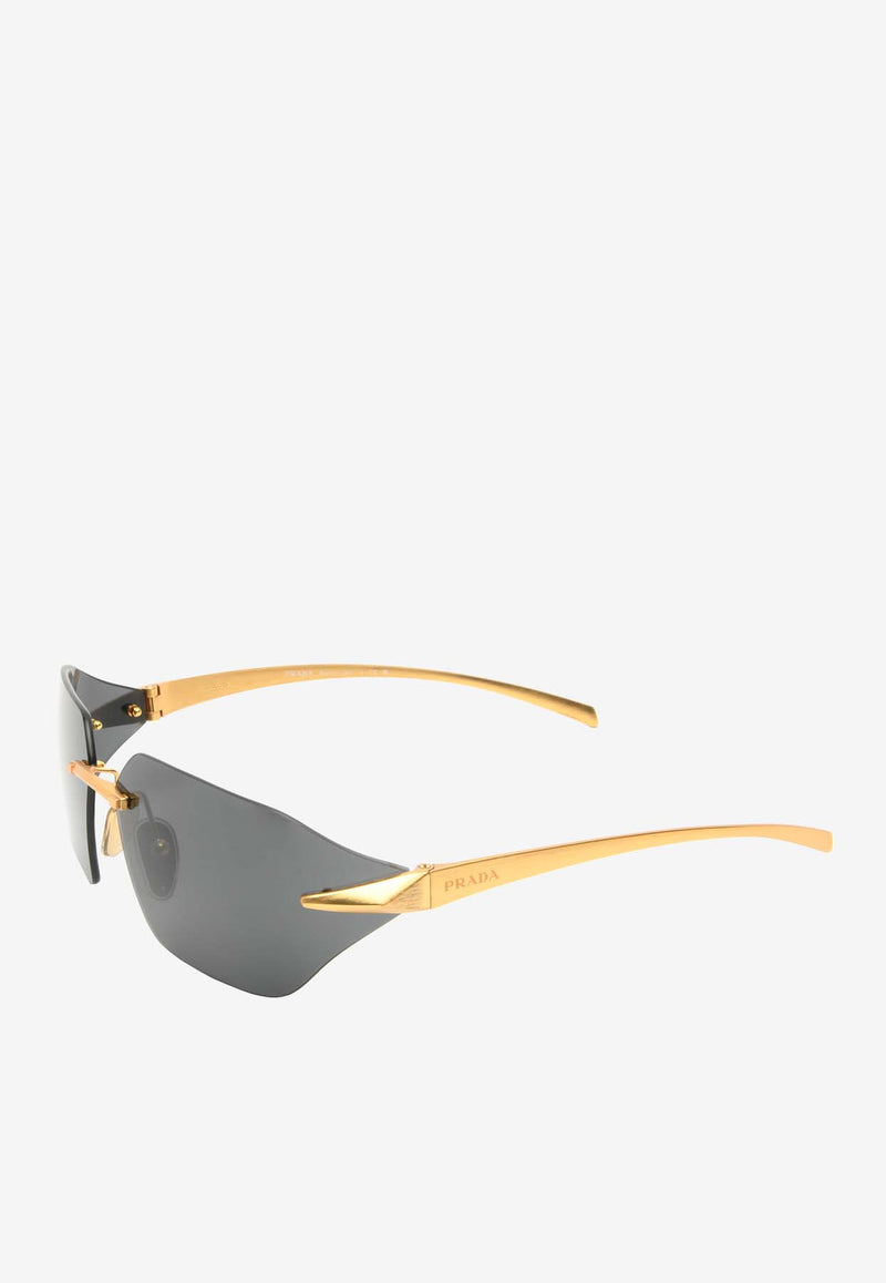 Prada Rimless Shield Sunglasses Gray 0PRA55SBLACK GOLD