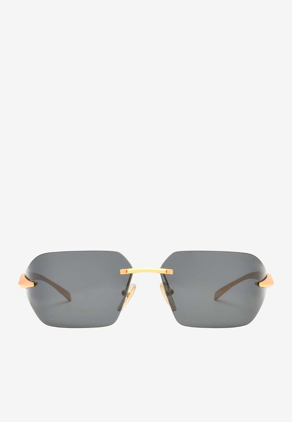 Prada Rimless Shield Sunglasses Gray 0PRA55SBLACK GOLD