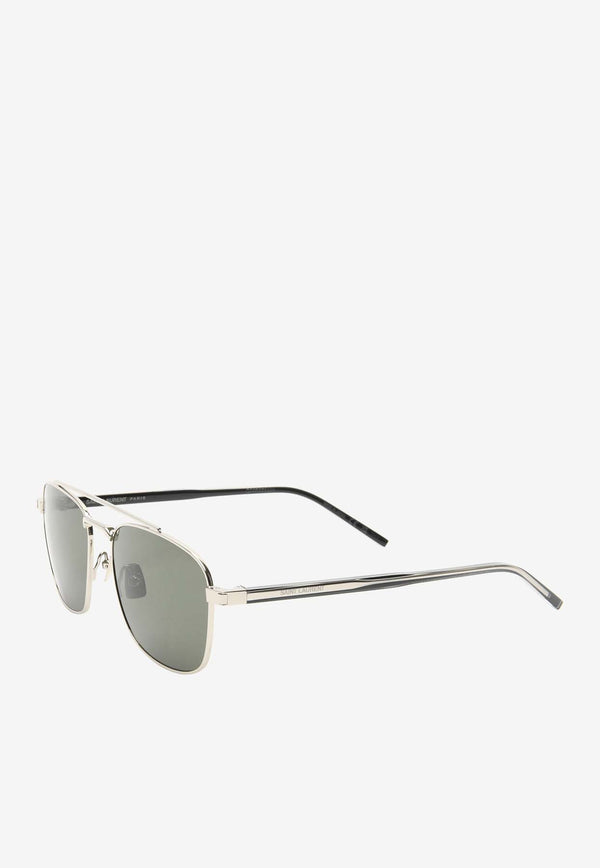 Saint Laurent Double Bridge Square Sunglasses Gray SL665GREY