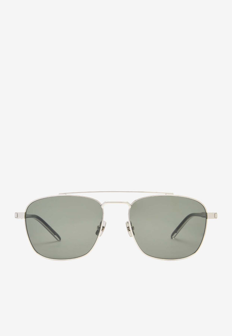 Saint Laurent Double Bridge Square Sunglasses Gray SL665GREY