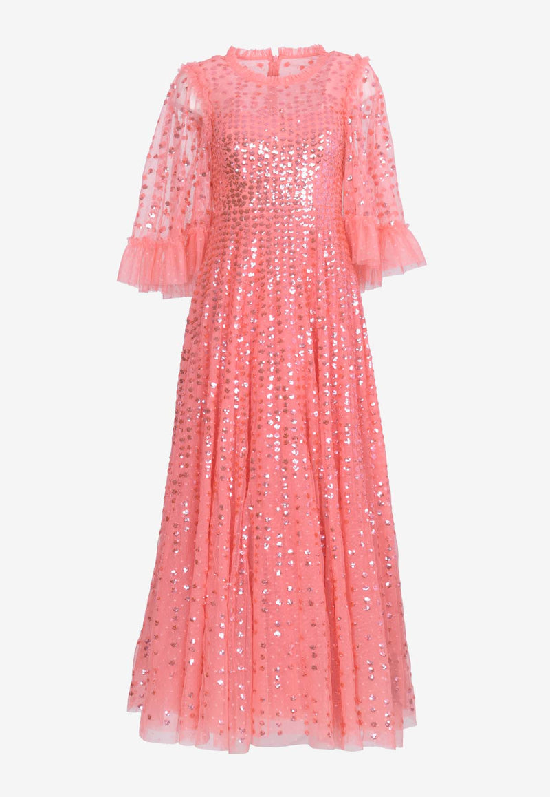 Needle 
Thread Raindrop Sequins-Embellished Gown Pink DG-SS-44-RHS24-PSKCORAL