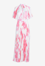 L
IDEE Elite Printed Plisse Gown White ELITEGOWN - JARDIN PINK WHITE MULTI