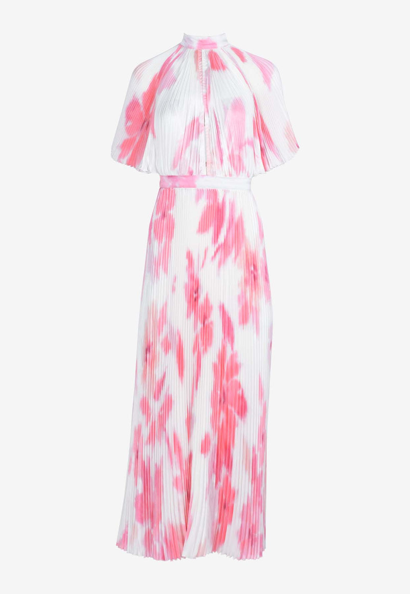 L
IDEE Elite Printed Plisse Gown White ELITEGOWN - JARDIN PINK WHITE MULTI