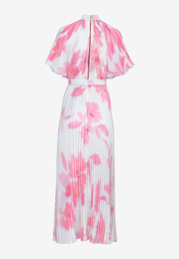 L
IDEE Elite Printed Plisse Gown White ELITEGOWN - JARDIN PINK WHITE MULTI