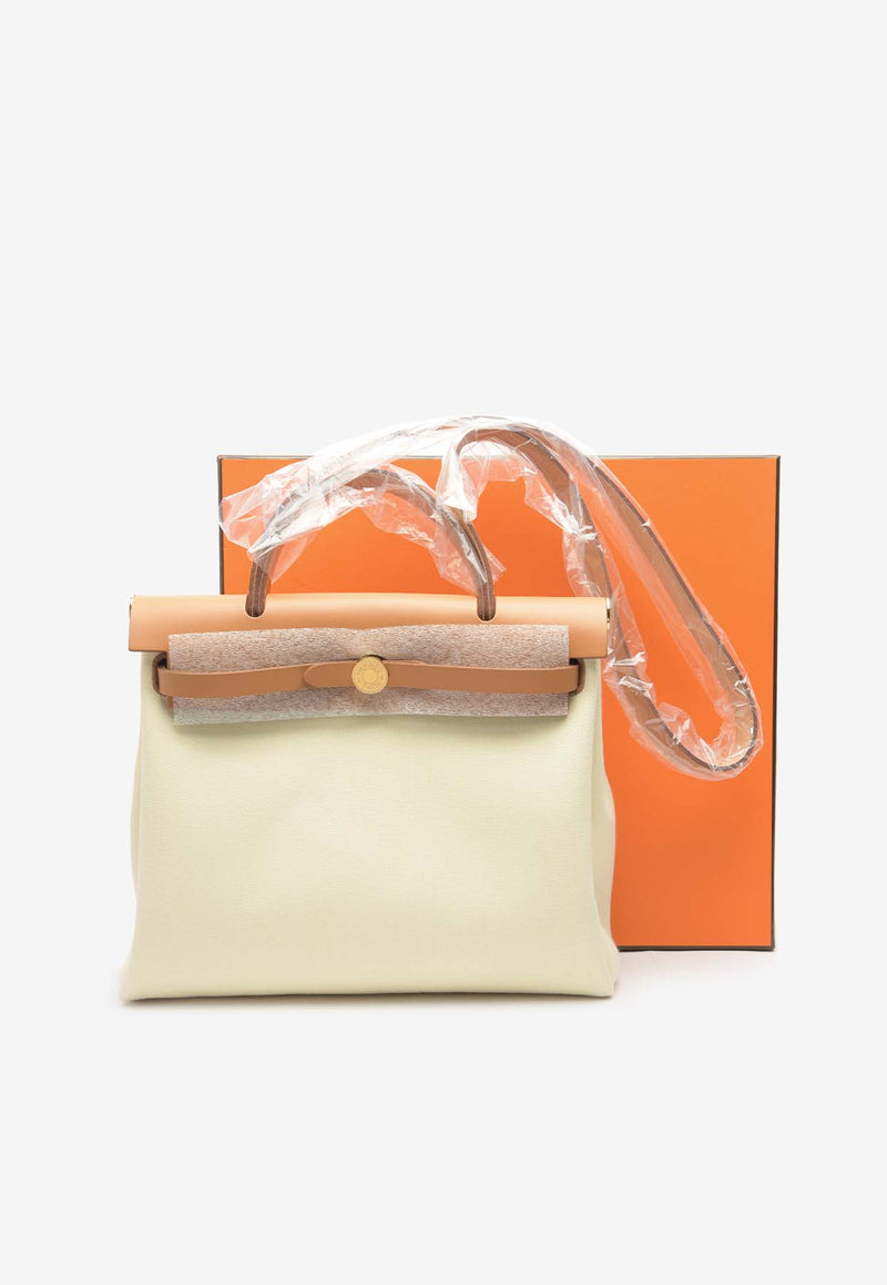 Hermès Herbag Zip Retourne 31 in Vanille Toile and Naturel Sable Hunter with Gold Hardware