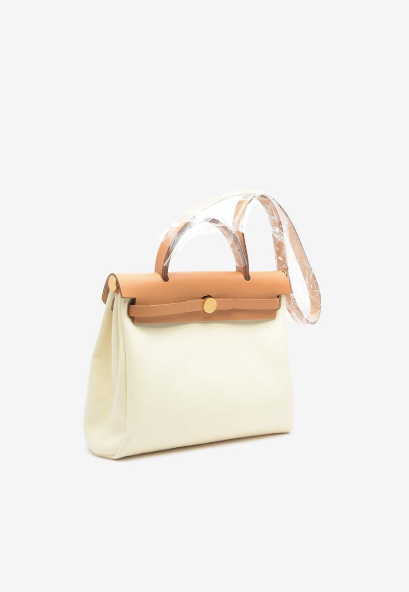 Hermès Herbag Zip Retourne 31 in Vanille Toile and Naturel Sable Hunter with Gold Hardware