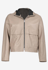 Hermès Reversible Zipped Leather and Technical Mesh Jacket