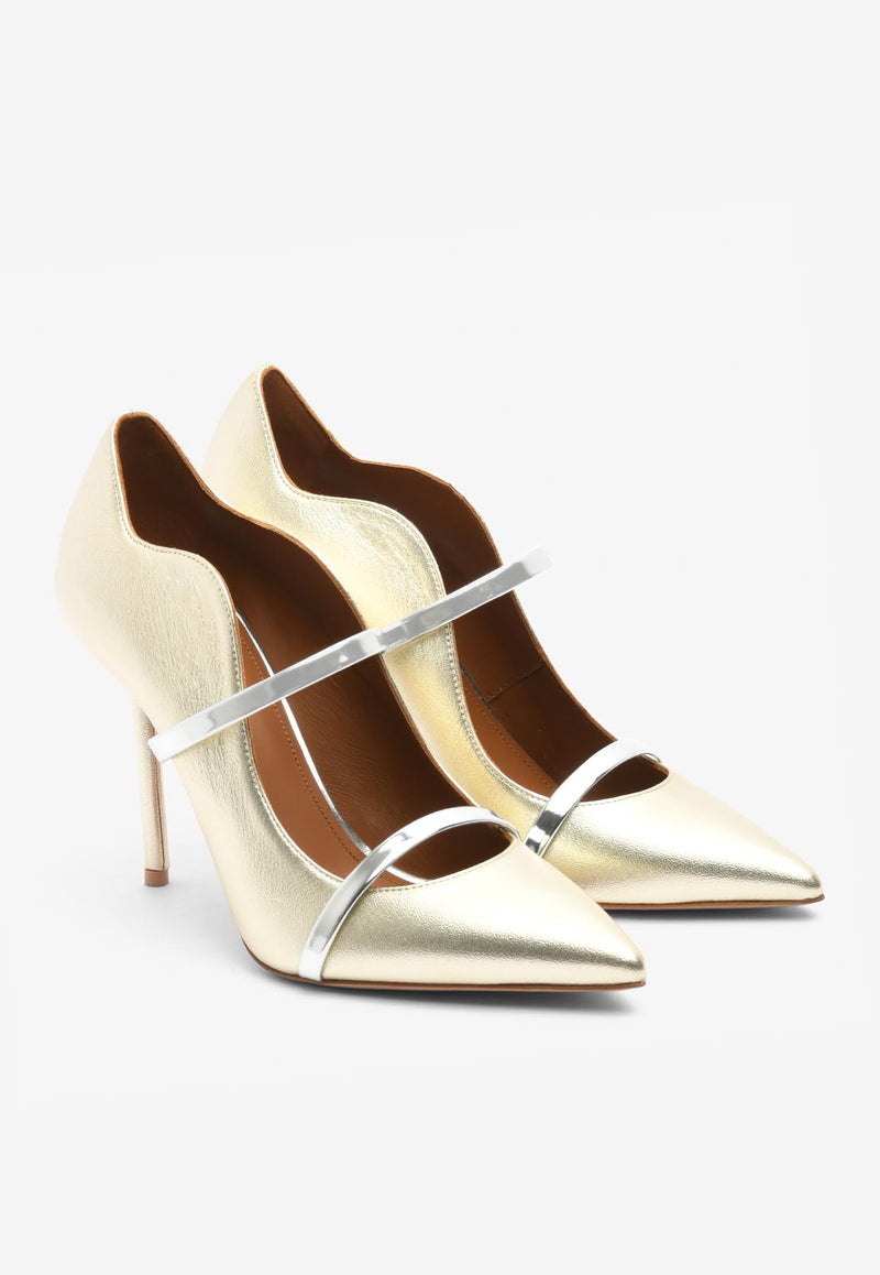 Malone Souliers Maureen 100 Metallic Leather Pumps Metallic MAUREENPUMP100-35 - QLGOLD/SILVER