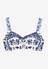 Majolica Print Cropped Top