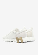 Hermès Bouncing Low-Top Sneakers in White Mesh and Suede