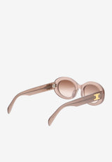 Celine Triomphe Oval-Shape Sunglasses Brown CL40194UBROWN