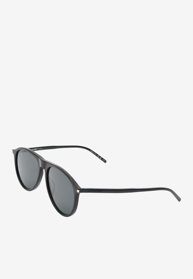 Saint Laurent Engraved Logo Aviator Sunglasses Gray SL667BLACK