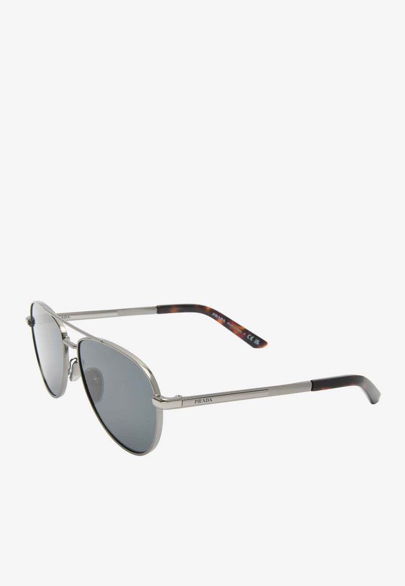 Prada Logo Aviator Sunglasses Gray 0PRA54SBLACK