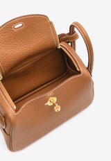 Hermès Mini Lindy 20 in Gold Clemence Leather with Gold Hardware