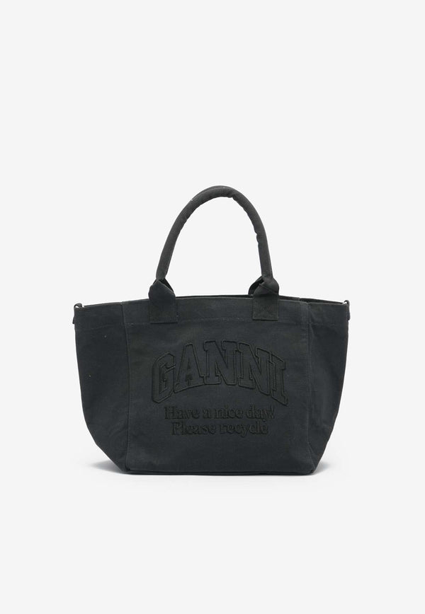 GANNI Small Easy Canvas Tote Bag Black A5972BLACK