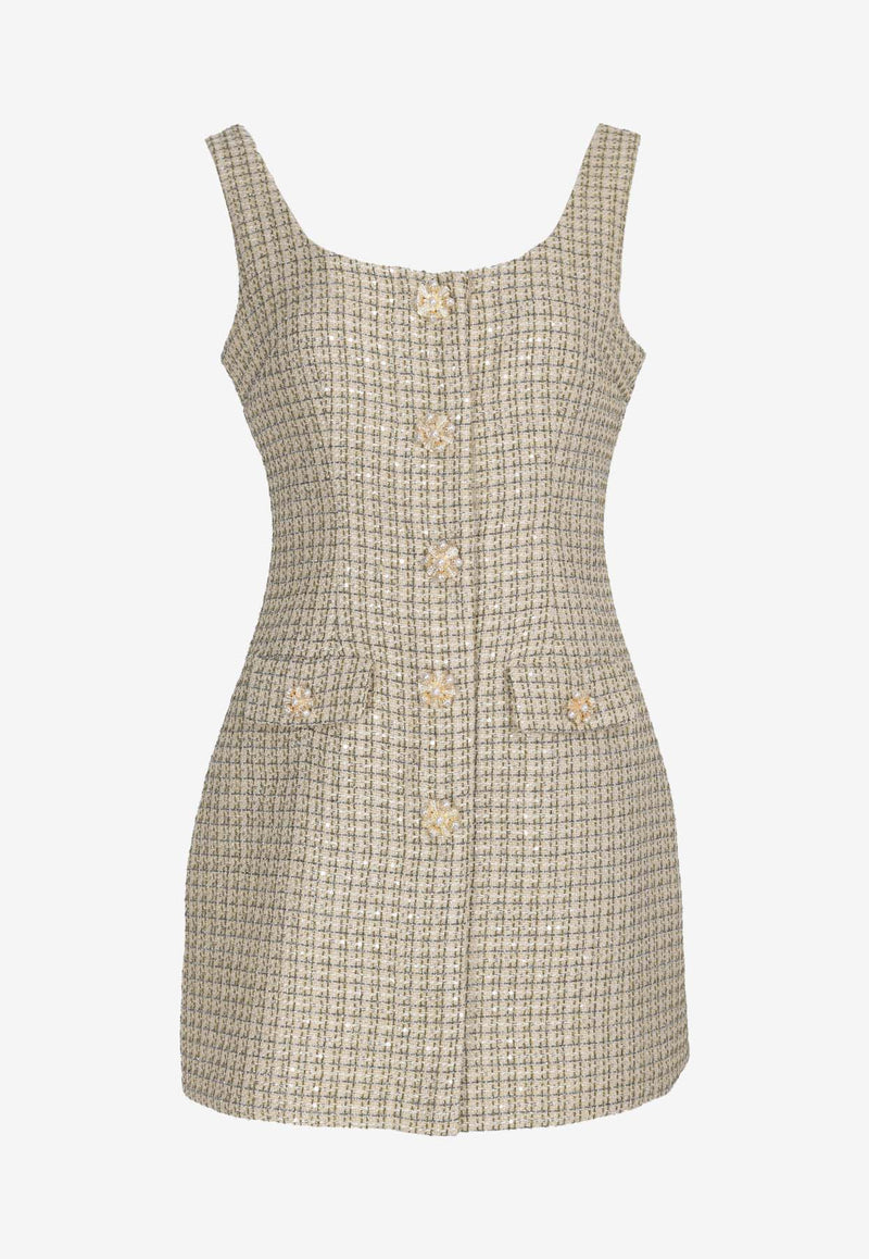 Self-Portrait Boucle Sleeveless Mini Dress Gold PF24-904S-GDGOLD