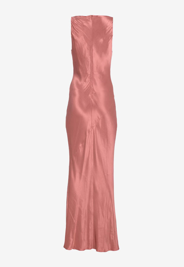 Shona Joy La Lune High-Neck Satin Midi Dress Pink 6242455BRICK