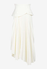 A.W.A.K.E Asymmetrical Pleated Maxi Skirt Ivory PF24.S04.PL08.IVORYIVORY