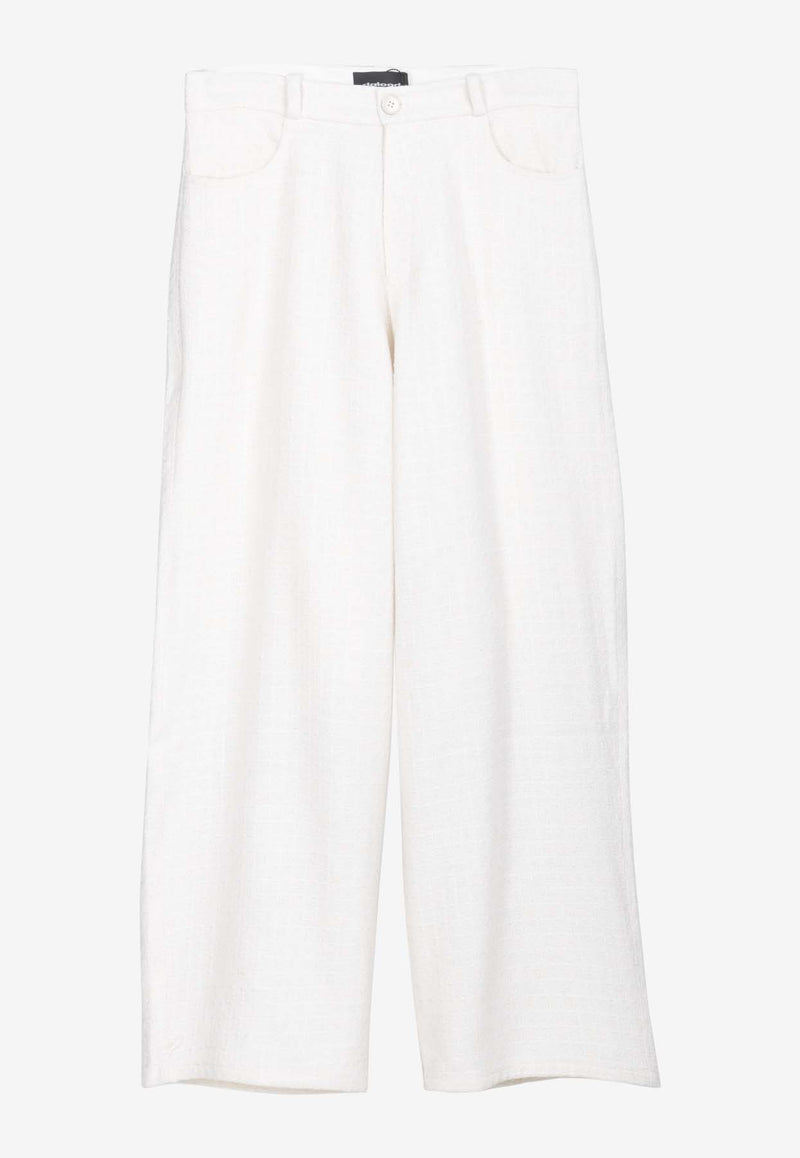 Dalood Kelly Straight-Leg Jacquard Pants White FW2507WHITE