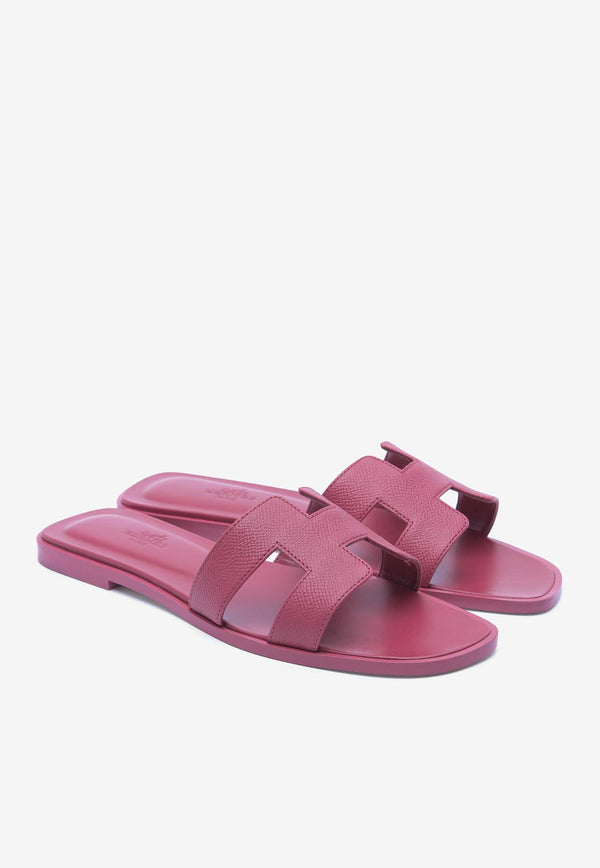 Hermès Oran H Cut-Out Sandals in Epsom Leather Rose Magenta