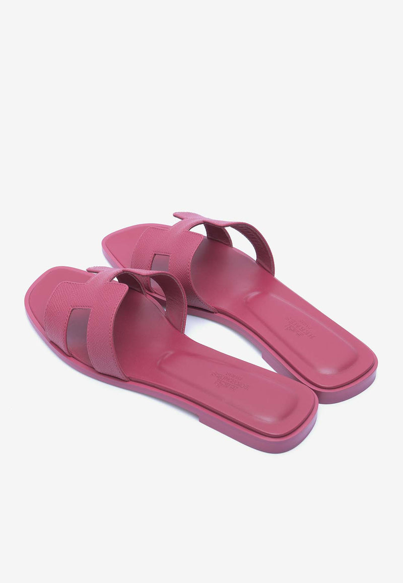 Hermès Oran H Cut-Out Sandals in Epsom Leather Rose Magenta