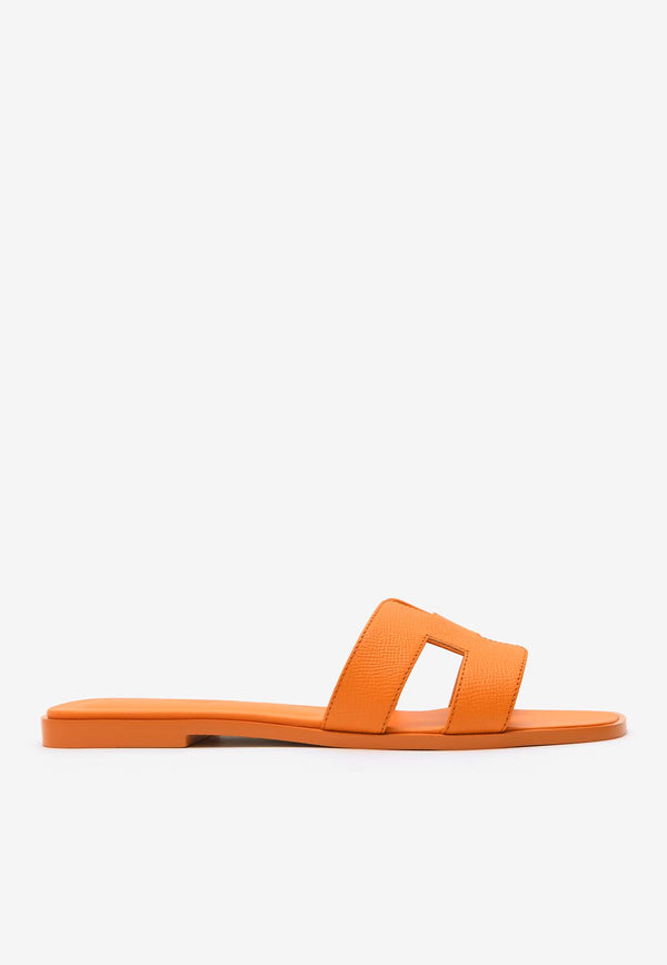 Hermès Oran H Cut-Out Sandals in Epsom Leather Orange Sunset