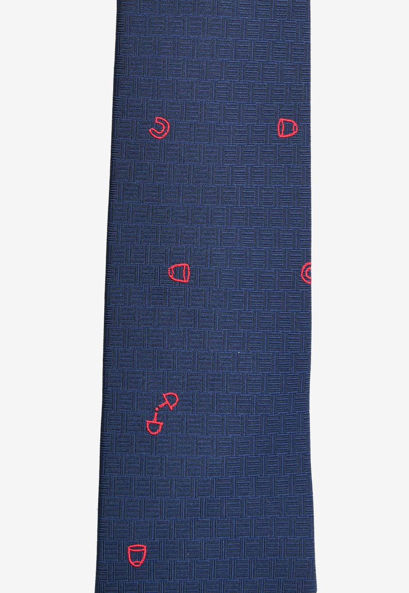 Hermès Pluie Equestre Silk Tie Marine