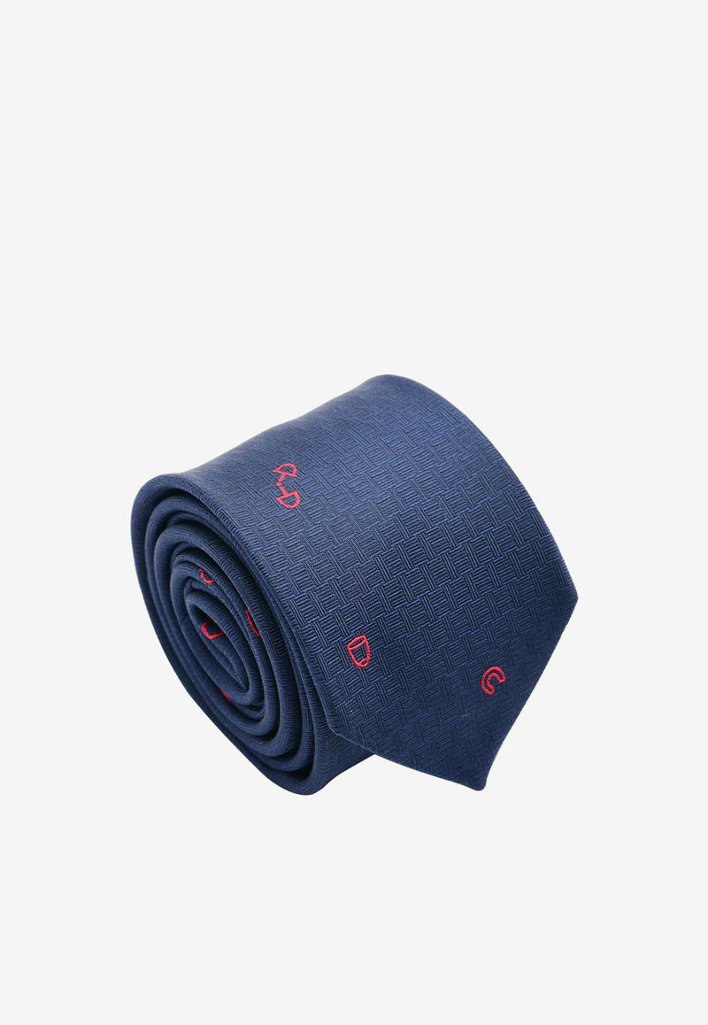 Hermès Pluie Equestre Silk Tie Marine